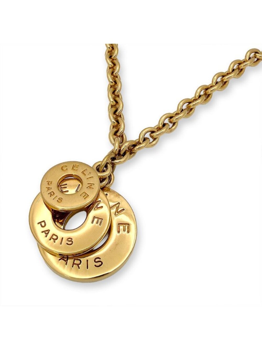 Celine Triple Circle Logo Strand Necklace